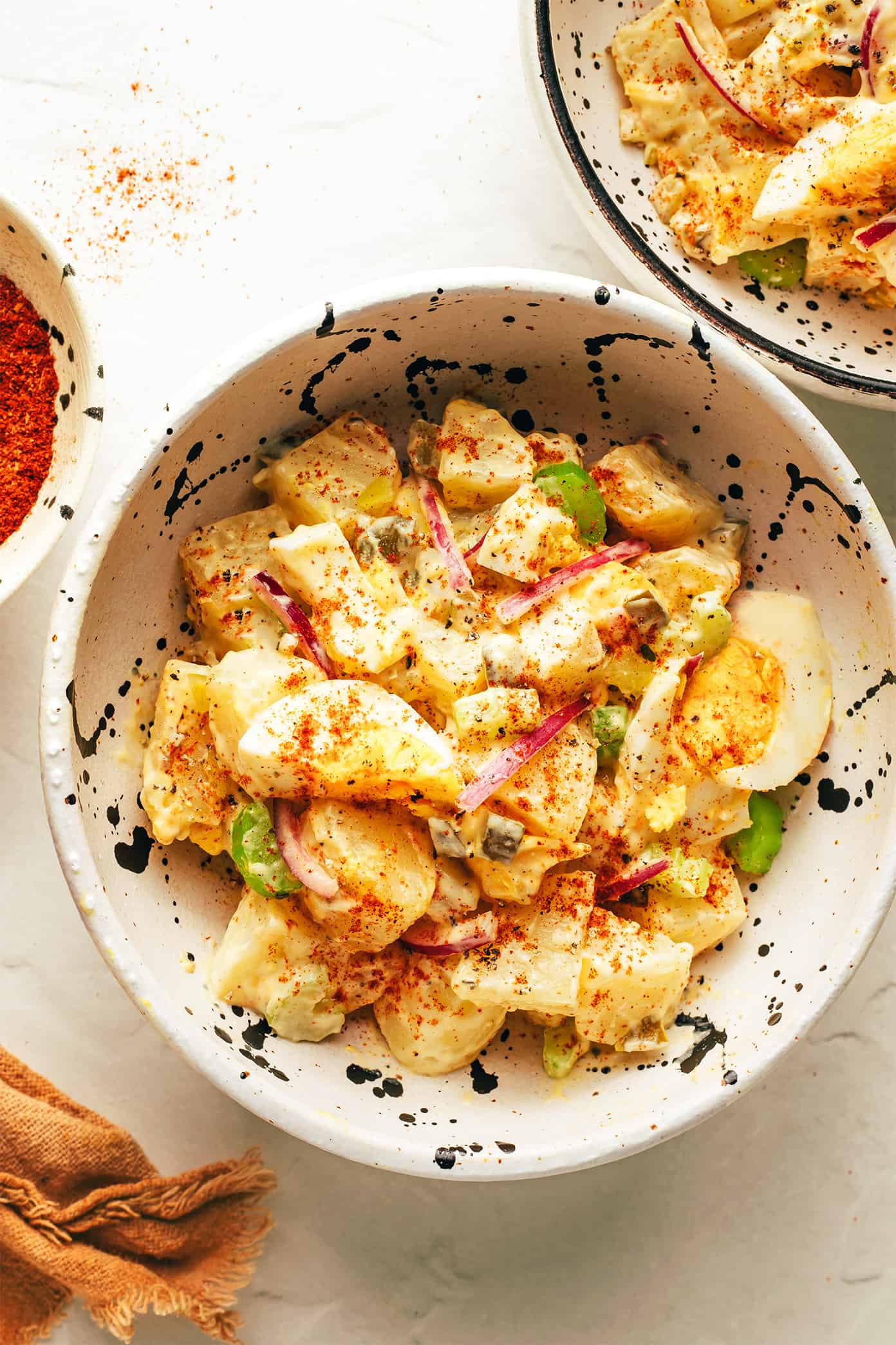 The best potato salad in a small serving bowl