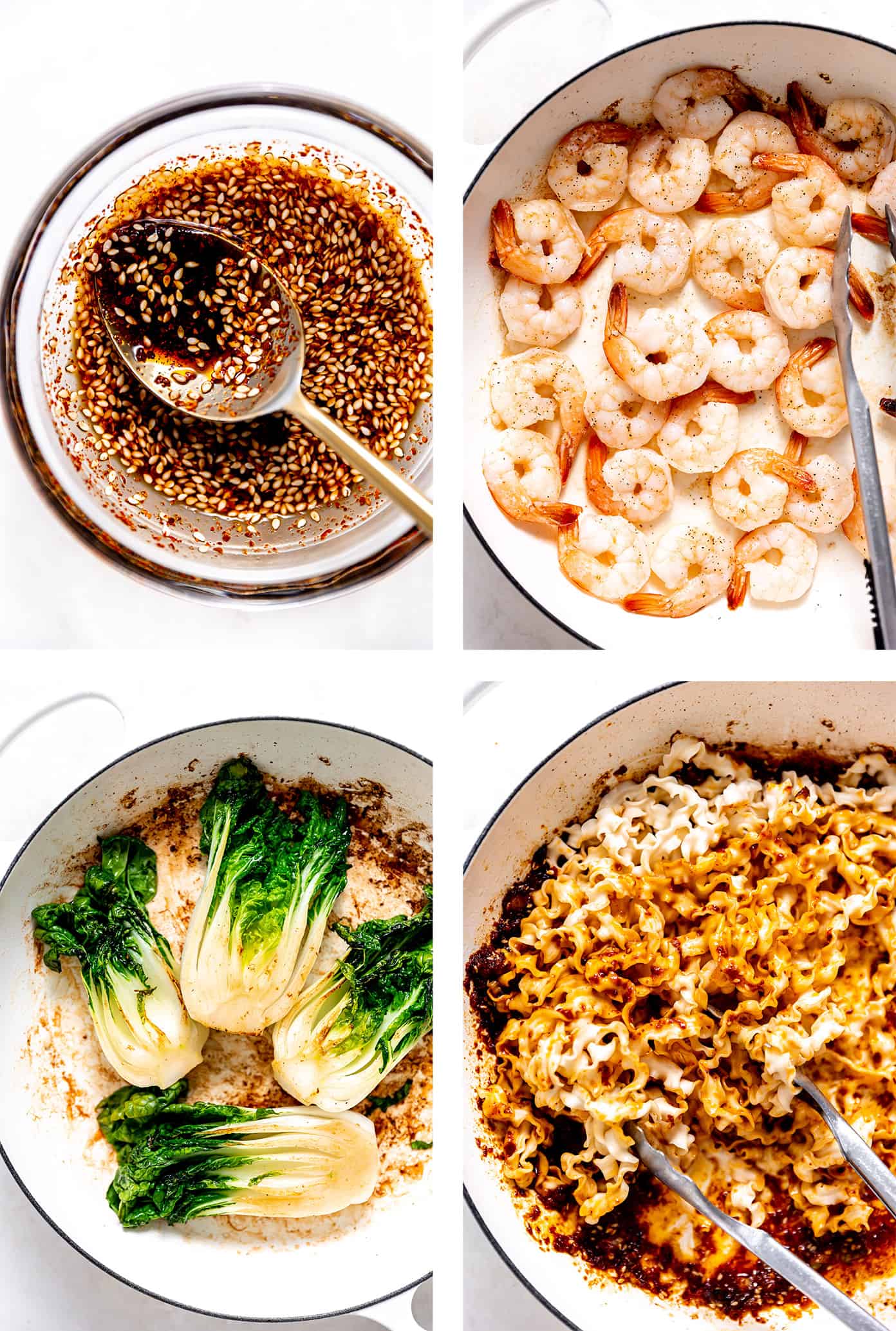 Step by step photos for how to make chili oil noodles